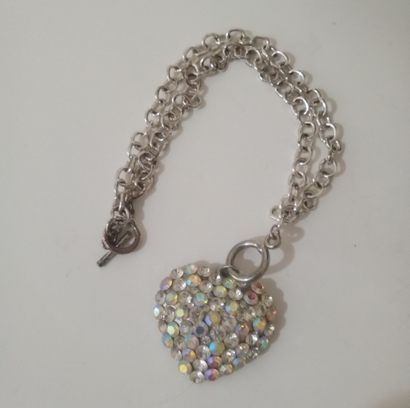 Y2K Chunky Chain And Rhinestone Heart Necklace - Picture 4 of 8